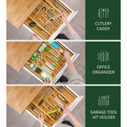 ROYAL CRAFT WOOD Luxury Bamboo Kitchen Drawer Organizer - Silverware Organizer, Utensil Holder & Cutlery Tray Drawer Dividers for Flatware (9 Slot, Natural)