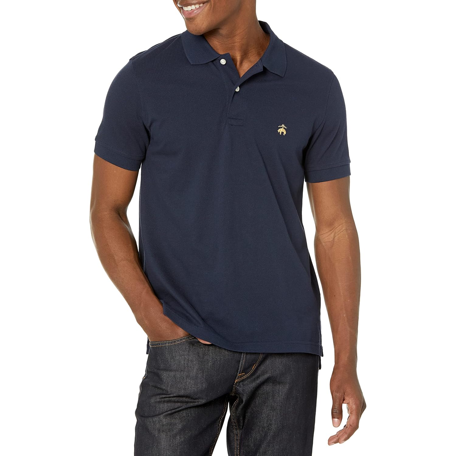 Brooks Brothers Men'S Short Sleeve Cotton Pique Stretch Logo Polo Shirt