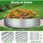 4X4X1Ft Round Raised Garden Beds Outdoor Steel Fire Pit Ring Flower Planter | Large Galvanized Metal Above Ground Boxes Kit For Gardening Vegetables Outside
