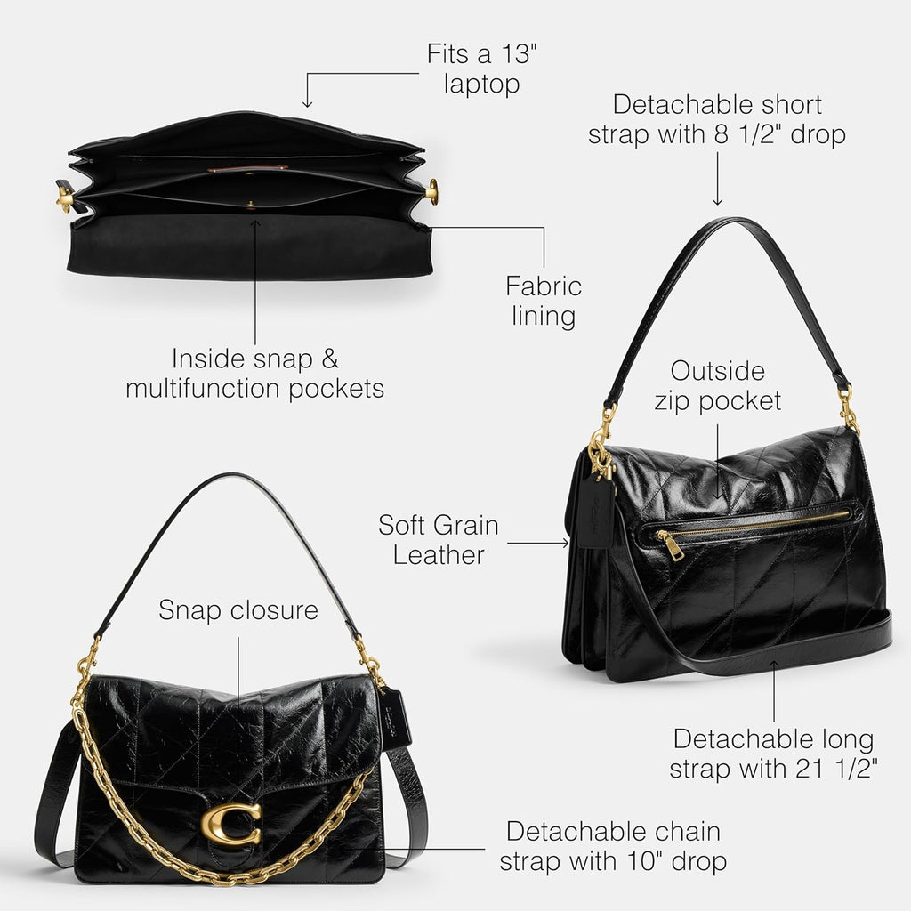 COACH Women's Quilted Glazed Leather Chain Tabby Shoulder Bag
