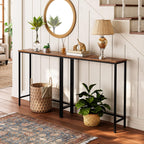 Hoobro Narrow Console Table, 29.5" Small Entryway Table, Thin Sofa Side Display Table, For Hallway, Bedroom, Living Room, Foyer, Rustic Brown And Black Bf75Xg01