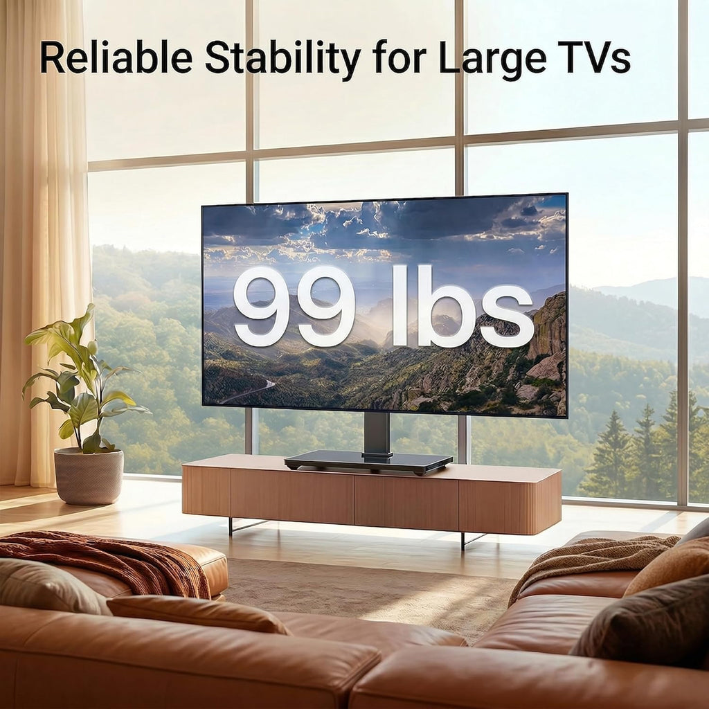 PERLESMITH Universal Swivel TV Stand Legs for 37-75 inch TVs, Height Adjustable Tabletop Mount Holds up to 99lbs, Television Table TV Stands for Livingroom & Bedroom, Universal VESA 600x400mm, PSTVS13