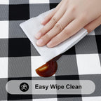 Smiry Rectangle Picnic Table Cloth, Elastic Waterproof Fitted Vinyl Tablecloths, Flannel Backed Buffalo Plaid Table Covers for Dining, Camping, Outdoor (Black and White, 30" x 72")