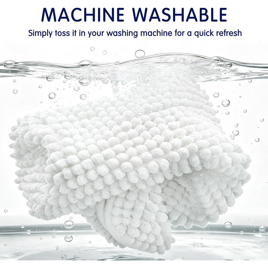 SUBRTEX Bathroom Rugs Chenille Bath Rug Soft Short Plush Bath Mat Soft Shower Mat Water Absorbent Shower Mat Quick Dry Machine Washable(White,18" x 24")