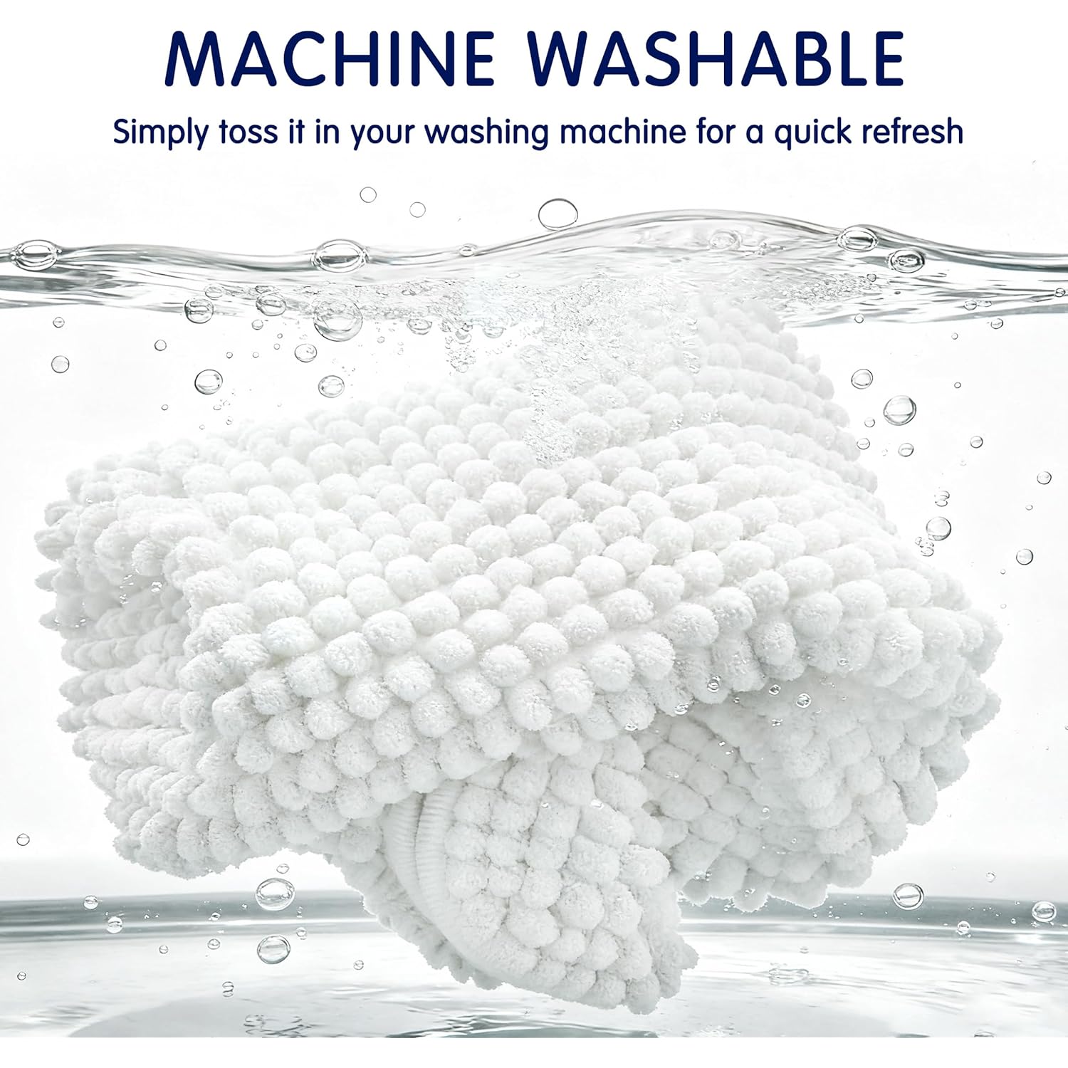 SUBRTEX Bathroom Rugs Chenille Bath Rug Soft Short Plush Bath Mat Soft Shower Mat Water Absorbent Shower Mat Quick Dry Machine Washable(White,18" x 24")