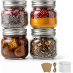 8 oz Mason Jars with Airtight Silver Lids - 4 Pack Small Glass Jars - Thickened Wide Mouth Canning Jars for Spell Jars, Candle Making, Premium Spices & Bathroom Vanity Decor