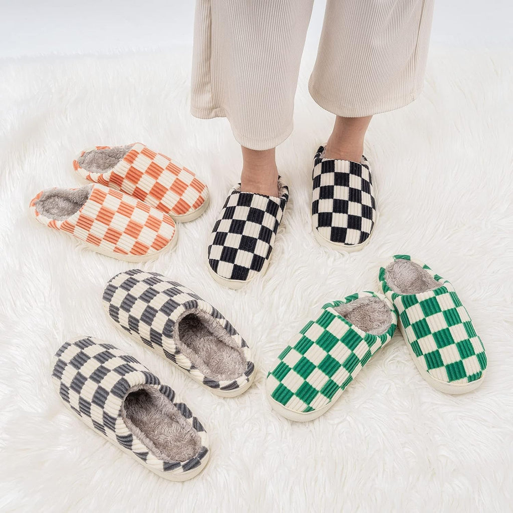 House Slippers For Women & Men - Fuzzy, Casual Indoor/Outdoor Shoes With Memory Foam & Faux Fur Lining