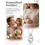 Sereney First Mothers Day Gifts for New Mom Necklace, New Mom Gifts as 1st Mothers Day Necklace for Women, White Gold Plated Hugging Heart Pendant as Hypoallergenic Mother Jewelry for New Mommy