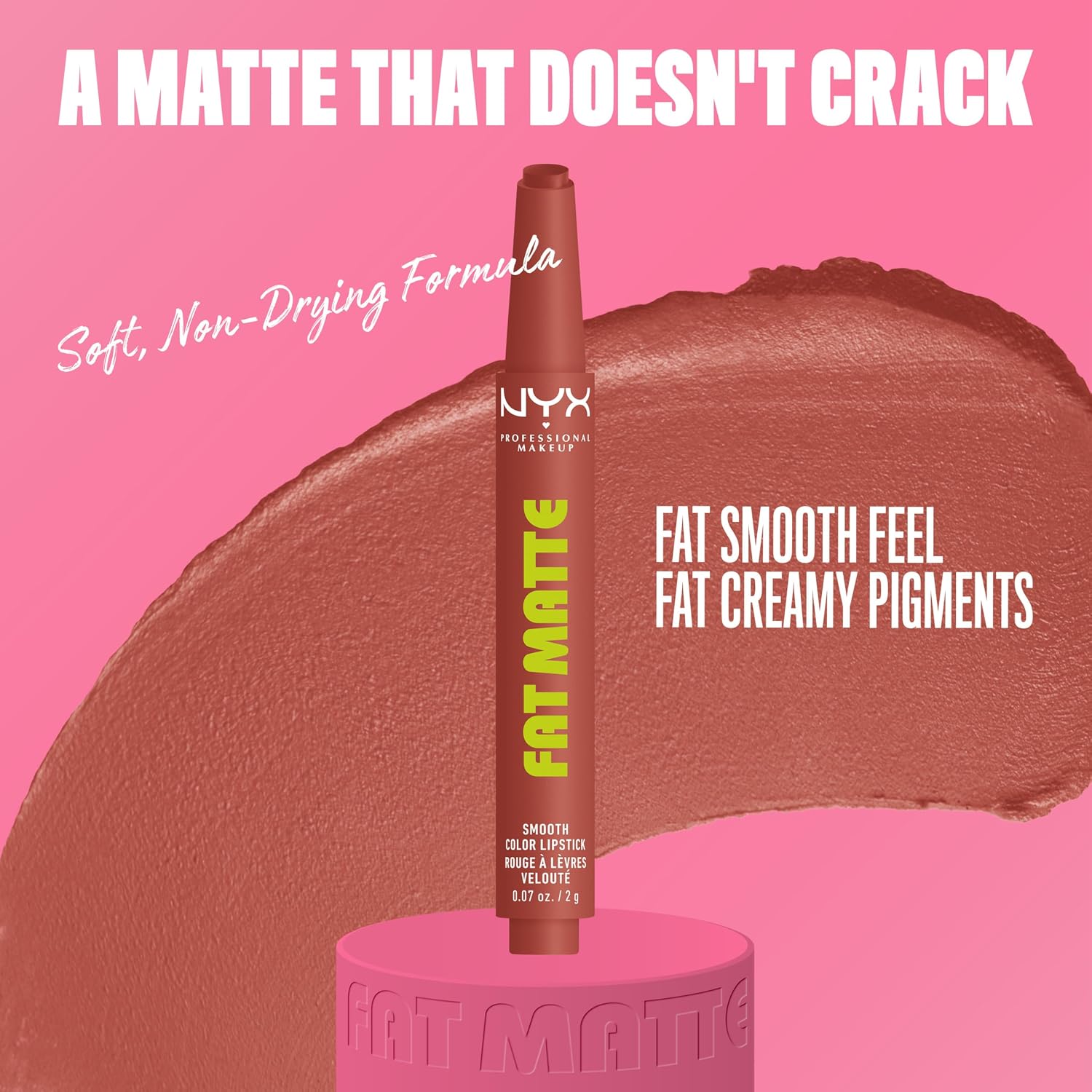 Nyx Professional Makeup Fat Matte Lipstick, Pigmented, Smoothing, & Non-Drying Lip Crayon, Long Lasting Lip Makeup, Vegan & Cruelty Free - Rose Robe (Rose Nude)