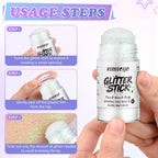 Pink Hair Face Body Glitter Stick For Sparkling Makeup, Holographic Chunky Mermaid Sequins Fairy Glitter Stick For Singer Concerts Mardi Gras Outfit Rave Accessories, 1.06 Oz, #4