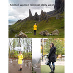 Rain Jacket Women Striped Lined Hooded Lightweight Raincoat Outdoor Waterproof Windbreaker