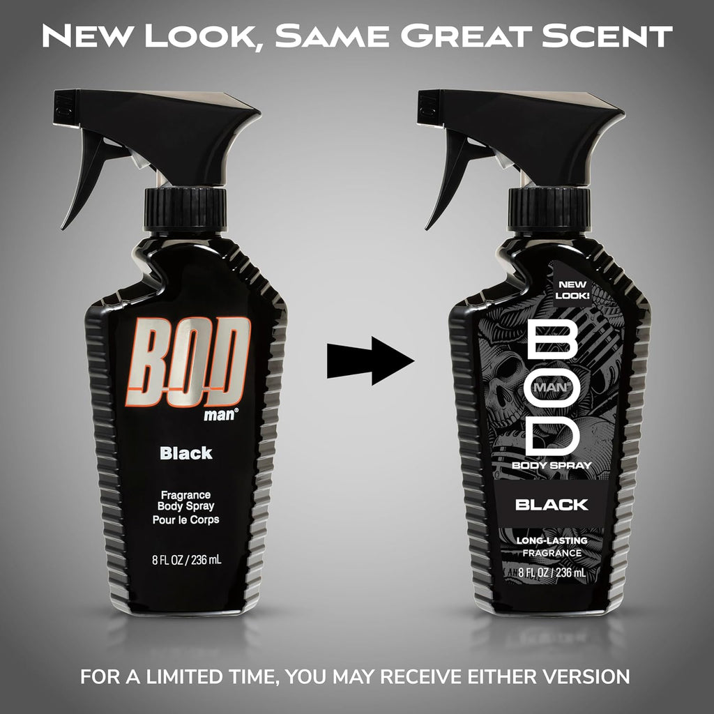 Bod Man Fragrance Body Spray, Black, 8 Fl Oz (Pack Of 2)
