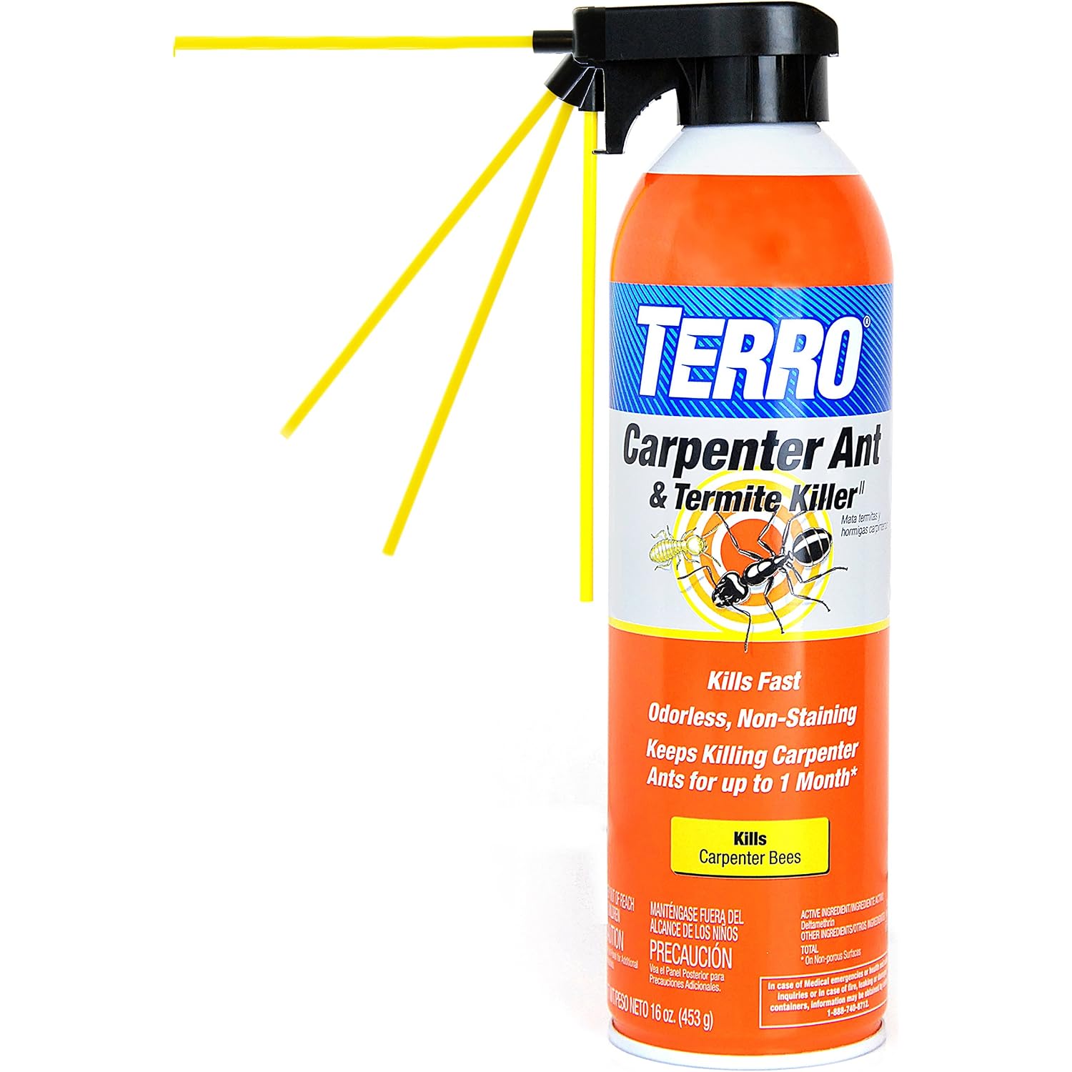 Terro Ready To Use Indoor And Outdoor Carpenter Ant, Termite, And Carpenter Bee Killer Aerosol Spray - T1901Sr - 2 Pack, 32 Total Ounces | Indoor & Outdoor Treatment For Ants, Termites, & Wood-Infesting Insects, Two-Way Spray Nozzle, 32 Total Oz