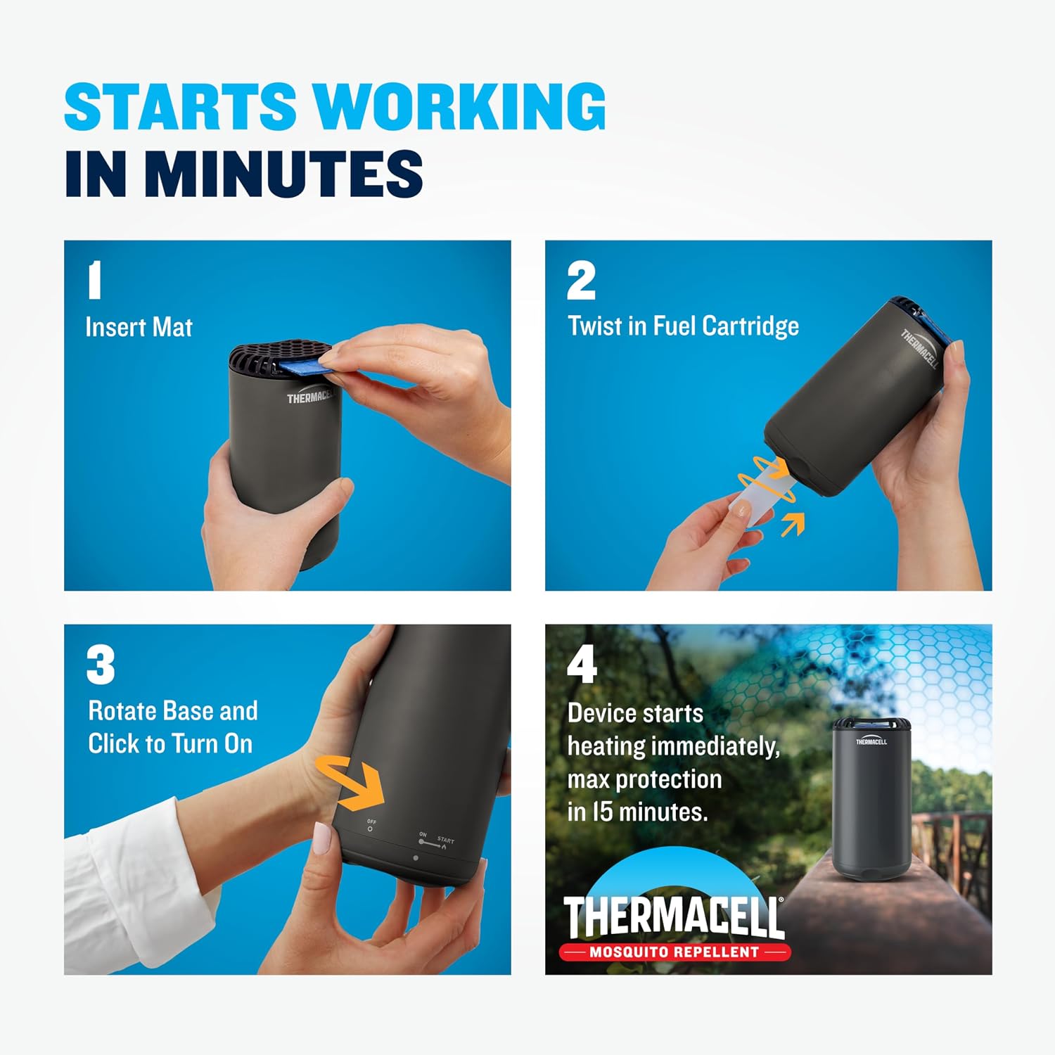 Thermacell Fuel-Zoneguard Mosquito Repellent Butane Refill; 15-Ft Zone Of Scientifically Proven Outdoor Protection; Fuel-Powered; Patio Shield; 48Hr Refill; Bug Spray Alternative; Scent Free