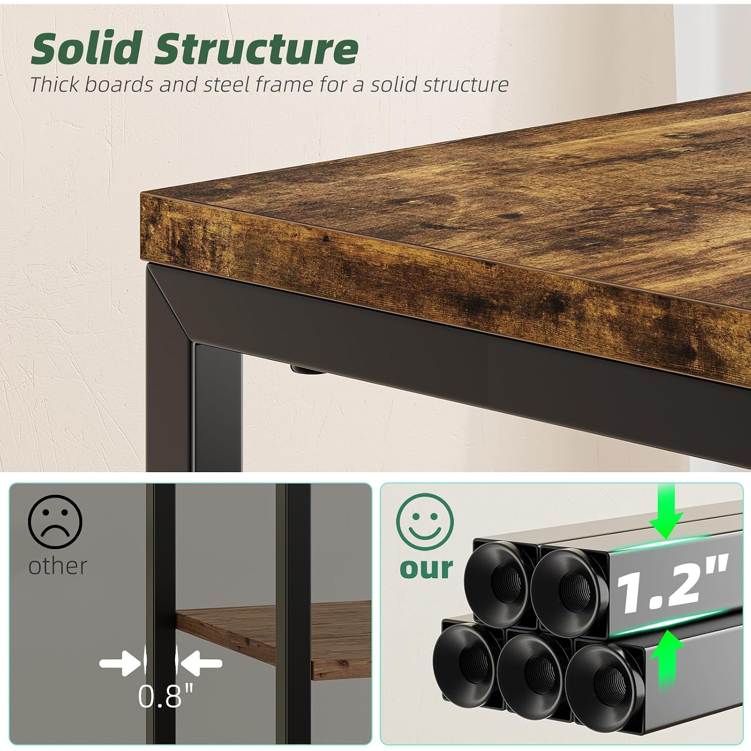 Simple Trending Side Table, End Table Night Stand, 3 Tiers Shelf For Living Room, Rustic Brown