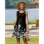 Zeagoo Summer Dresses For Women 2026 Sleeveless Casual Floral Tshirt Sundress With Pockets Loose Tank Beach Dress