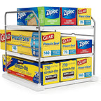 Everie Extendable 3-Tier Kitchen Cabinet & Pantry Organizer For Plastic Wrap, Foil & Storage Bags, Adjustable Heavy Duty Shelf Rack For Wrap Boxes, Jars & Snack Boxes (11–16.7 In Wide), Pack Of 1