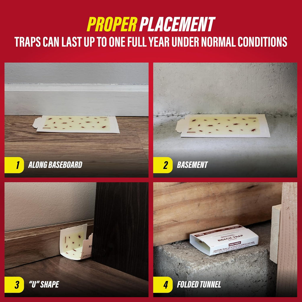 Catchmaster Roach Trap Glue Boards 6-Pk, Adhesive Bug Catcher, Insect & Roach Killer, Scorpion, Spider, Cricket, & Cockroach Traps For Home, Bulk Glue Traps For House & Garage, Pest Control For Home