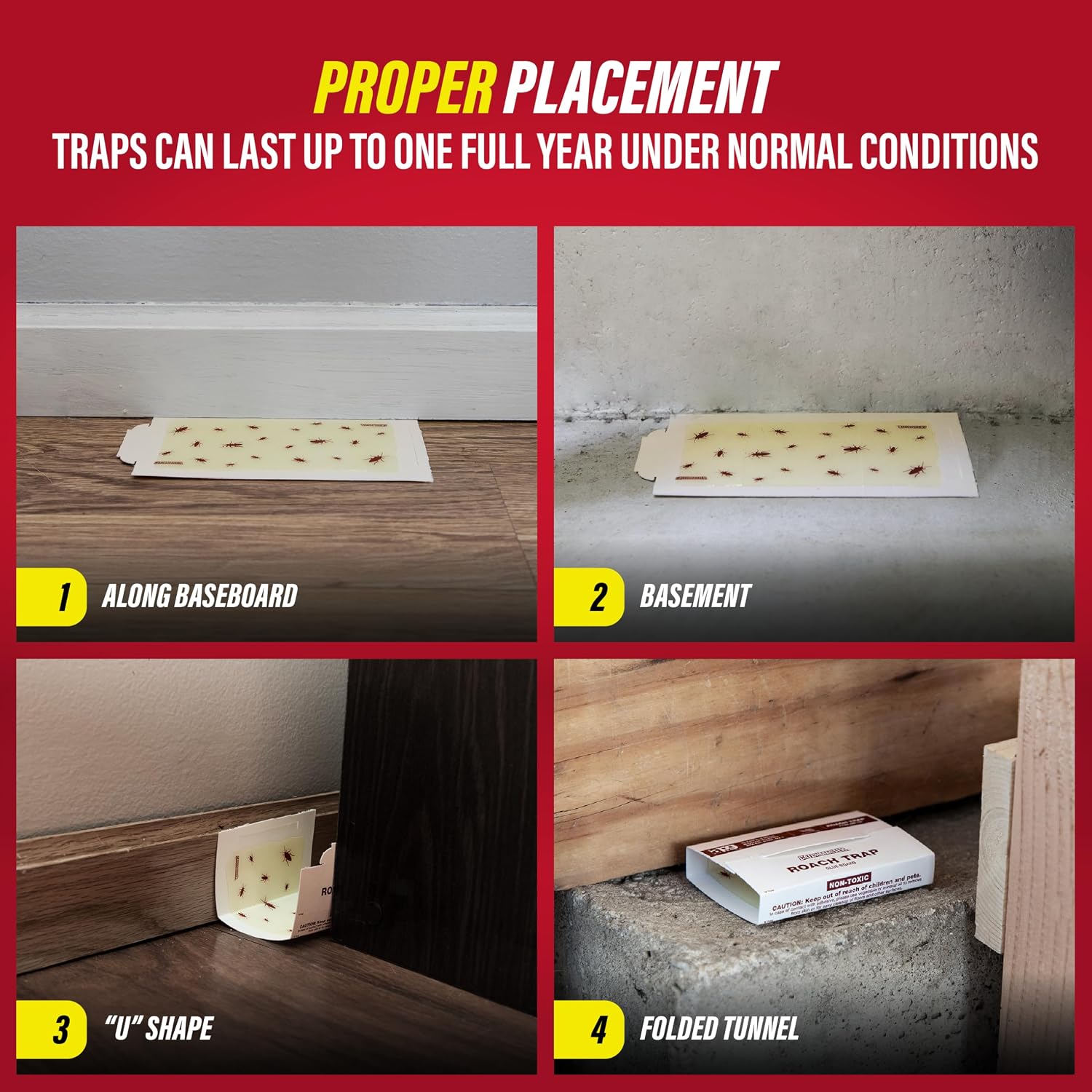 Catchmaster Roach Trap Glue Boards 6-Pk, Adhesive Bug Catcher, Insect & Roach Killer, Scorpion, Spider, Cricket, & Cockroach Traps For Home, Bulk Glue Traps For House & Garage, Pest Control For Home