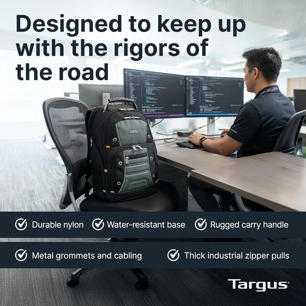 Targus Drifter Ii Laptop Backpack, Black/Gray – Backpack For Men For Business And Travel, Durable Water-Resistant Material, Fits Up To 17" Laptops (Tsb239Us)