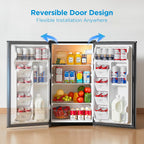 Midea Merm33S1Ast Mini Fridge, 3.3 Cu.Ft Compact Fridge With Internal Light, Adjustable Thermostat, Reversible Door, Low Noise For Dorm, Office, Bedroom, Stainless Steel