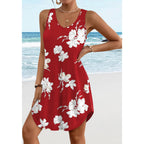 Aokosor Womens Summer Dresses 2026 Loose V Neck Sleeveless Dress Sundresses Swimsuit Coverup Vacation Outfits