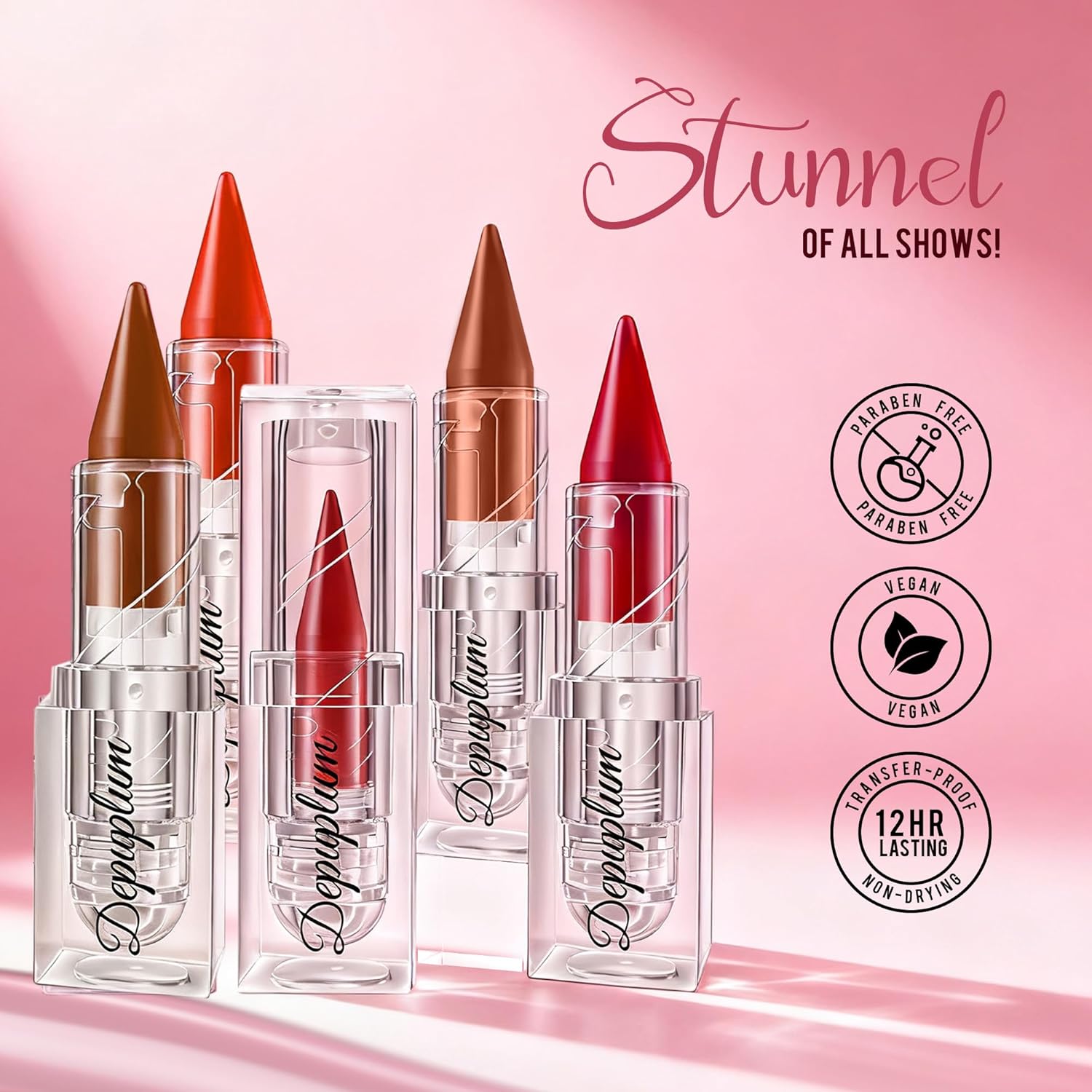 Depuplum Burgundy Lipstick Gradient Matte Lipsticks Lip Liner Combo Set for Women Waterproof Long Lasting Lip Stick Pencil Cream Lip Liner and Lipstick Combo for Mothers Day, E4