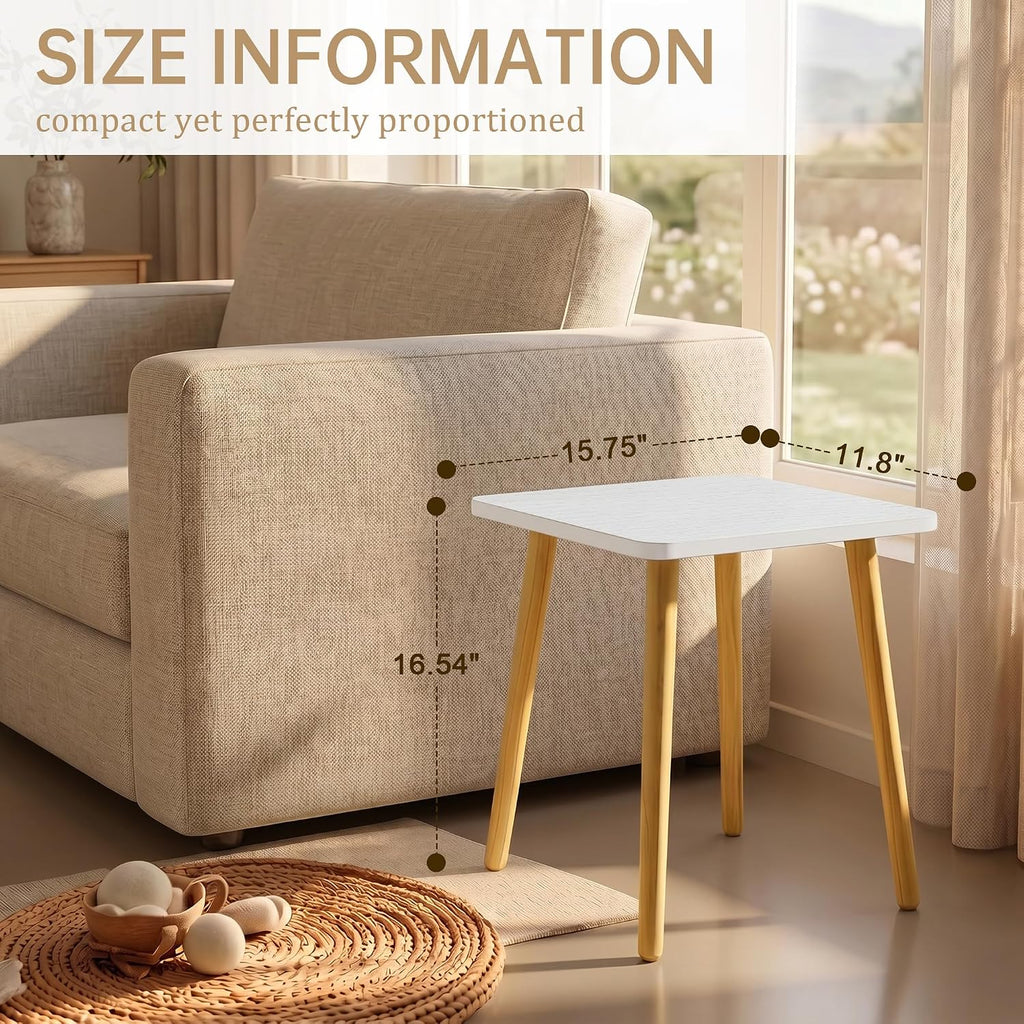 Small Side Table, Modern Wood Mini Coffee Table, Easy Assembly Compact End Table For Living Room Bedroom Sofa, Minimalist White Accent Furniture For Small Spaces