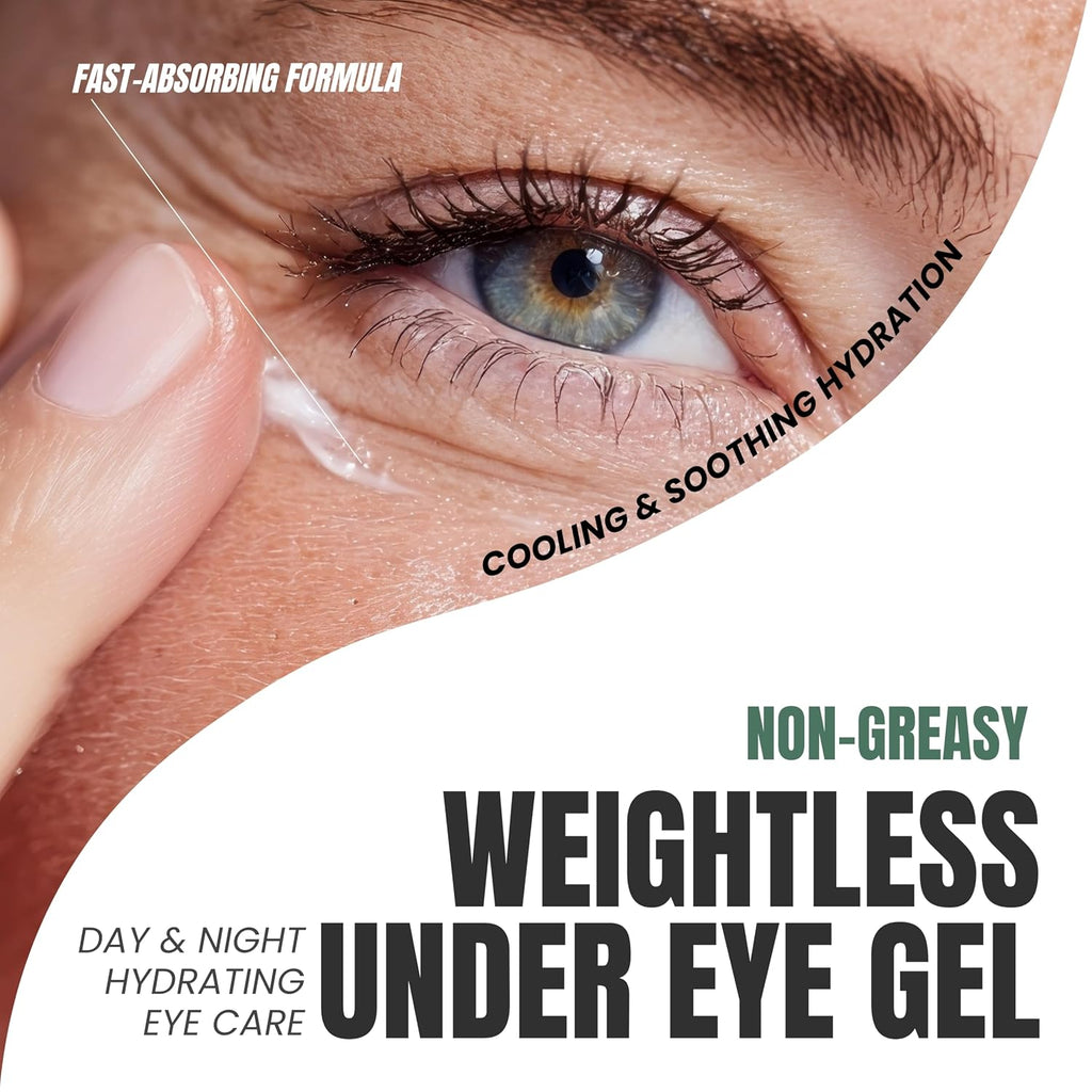 Wake Up Under Eye Gel Cream With Aloe Vera, Collagen & Cucumber, Anti-Aging, Hydrating, Soothing & Cooling Treatment For Dark Circles, Puffiness And Under Eye Bags, Fast-Absorbing, Day & Night