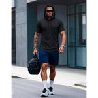 Magcomsen Men'S Short Sleeve Hoodie Workout Gym Athletic Cotton Lightweight Hooded T Shirts Sweatshirt