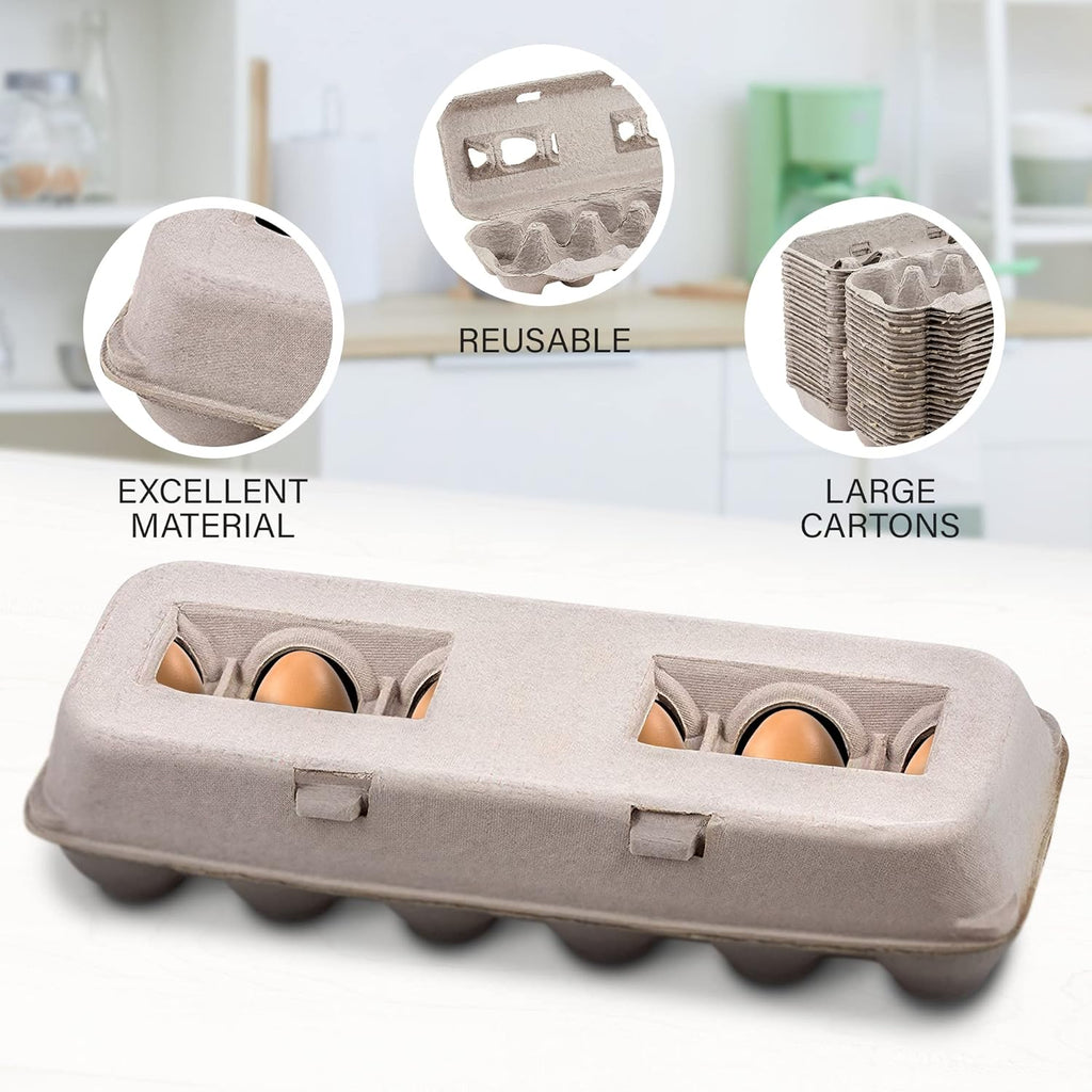MT Products Blank Natural Pulp Egg Cartons Holds Up to Twelve Eggs - 1 Dozen - Strong Sturdy Egg Crate Cardboard Material Perfect For Storing Extra Eggs (25 Pieces) - Made in the USA