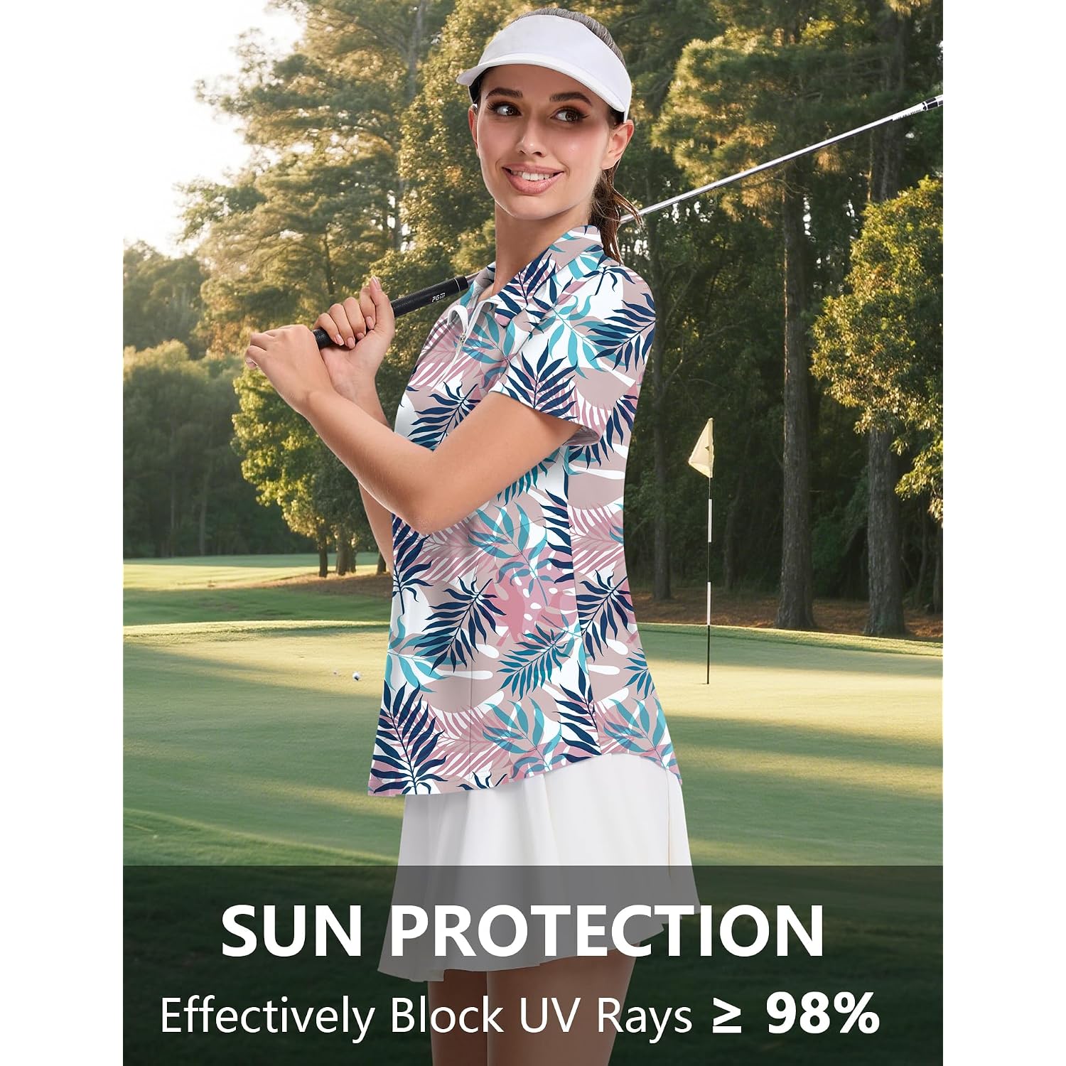 Lomon Womens Golf Polo Shirts Summer Short Sleeve 1/4 Zip Tops Moisture Wicking Casual Tennis Activewear With Pockets
