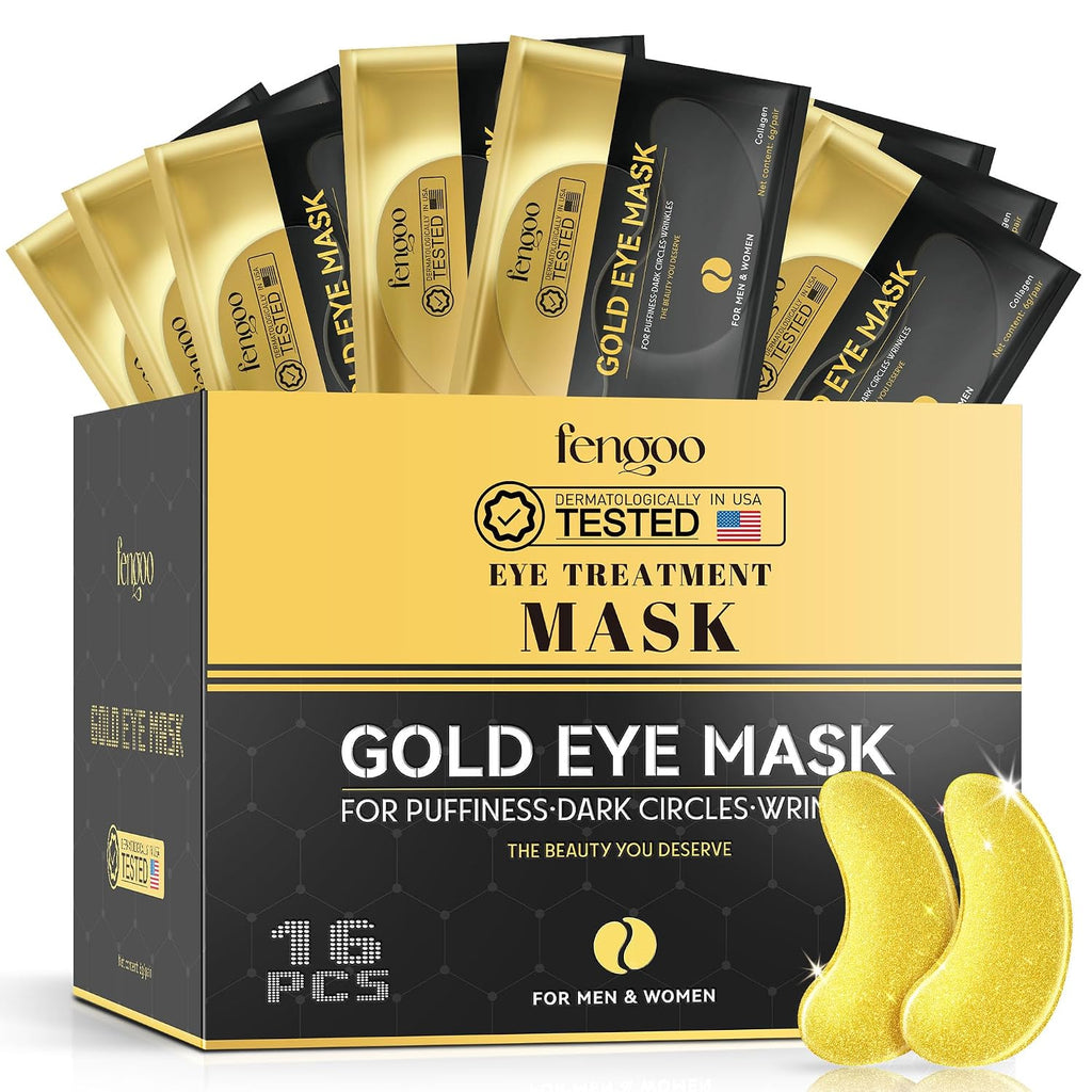 16 Pcs 24K Gold Collagen Under Eye Patches & Smile Line Patches | Sodium Hyaluronate & Cica Eye Masks For Plump,Smooth-Looking Under Eyes,Ideal For Late Nights And Screen Time