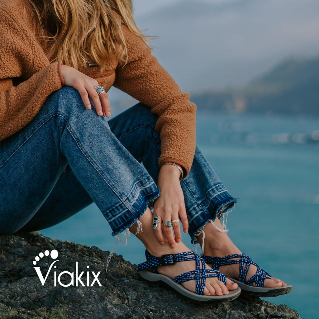 Viakix Womens Walking Sandals: Cute Stylish Comfy Athletic Sport Outdoor Hiking Sandal For Trekking Water Wide Width Beach