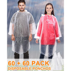Jagely 120 Pack Disposable Rain Poncho For Adult Family Bulk Wedding Homeless Gift Emergency Travel Hooded Outdoor Raincoat