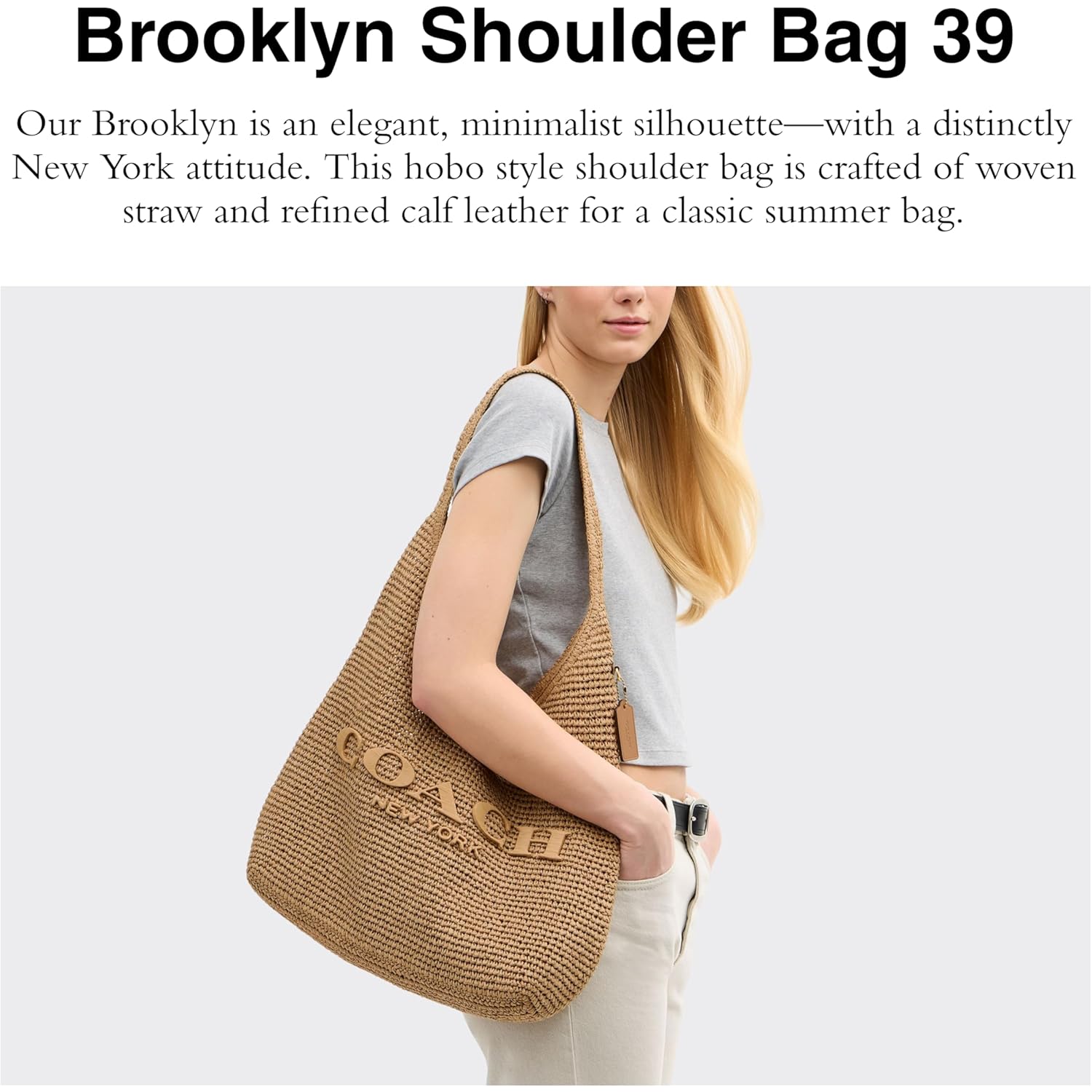 COACH Brooklyn Shoulder Bag 39 in Straw