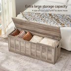 VANKILEY 47.2" Storage Chest Extra Large,Storage Trunk with 2 Safety Hinges,Wooden Storage Bench,Shoe Bench,47.2x15.7x19.1 Inch,Easy Assembly,Storage Bench for Bedroom,Living Room,entryway(Greige).