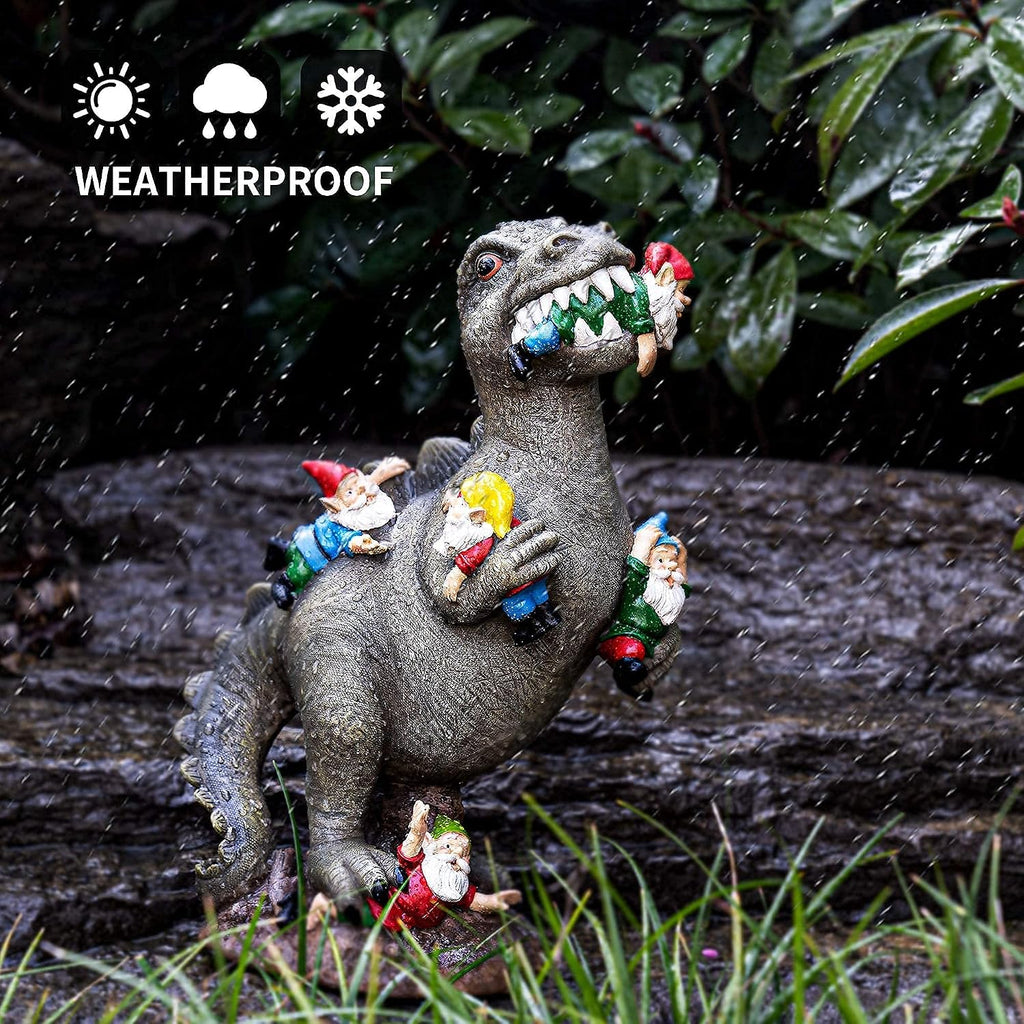 Garden Gnomes Statues Yard Decorations Outdoor Garden Decor, 14” Dinosaur Gnomes Garden Statues, Patio, Lawn Ornament, Gardening Gifts For Women For Housewarming