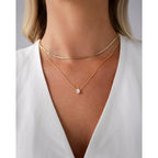 PAVOI 14K Gold Plated Twisted Singapore Chain Layering Choker with Round Solitaire and Serpentine Chain Layering Choker with Pear-Cut Stone Pendant Necklace Pack for Women | Cubic Zirconia Statement Layered Necklace Set