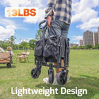 Golabs Wa1 Collapsible Folding Wagon Cart, Max 220Lb Load, Expands To 100L | Dual-Bearing Wheels, Smooth Swivel Steering, Drop-Down Tailgate, Extended Storage, 2 Cup Holders,Grocery/Garden/Camping,Black