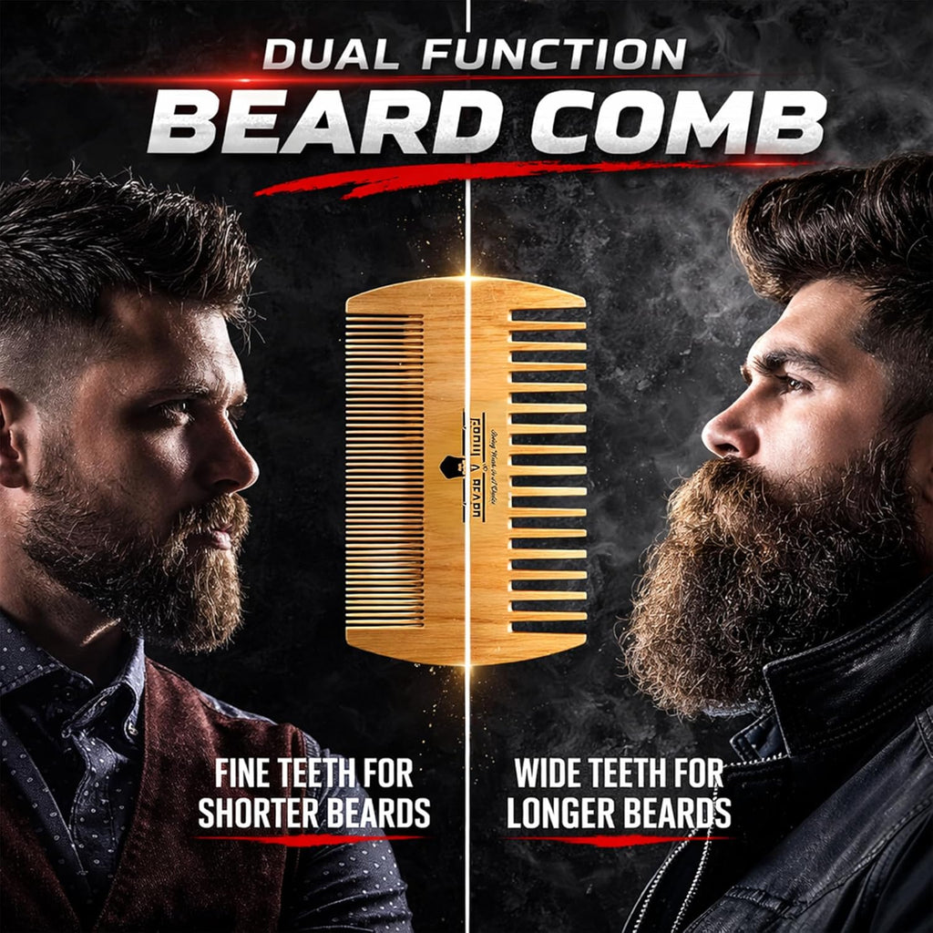 Beard Brush, Beard Comb, Beard Oil, & Beard Balm Grooming Kit for Men's Care, Travel Facial Hair Set for Growth, Styling, Shine & Softness, Great Gifts for Him, Fathers Day, Dad Gifts