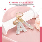 Initial Letter Keychain for Women Girls, Bling cute KeyChain for Car Key Accessories Lanyard and Backpack Bag，Perfect Gift