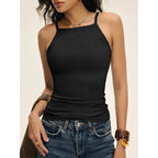 Anrabess Womens Camis Spaghetti Straps Tank Tops High Square Neck Sleeveless Racerback Camisole Shirts Summer Basic Tee