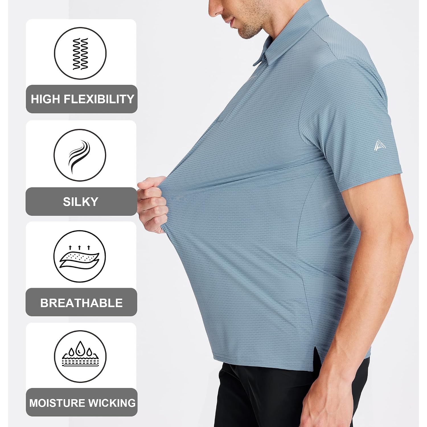 Esabel.C Jacquard Golf Shirts For Men Moisture Wicking Short Sleeve Performance Dry Fit Active Mens Polo Shirts