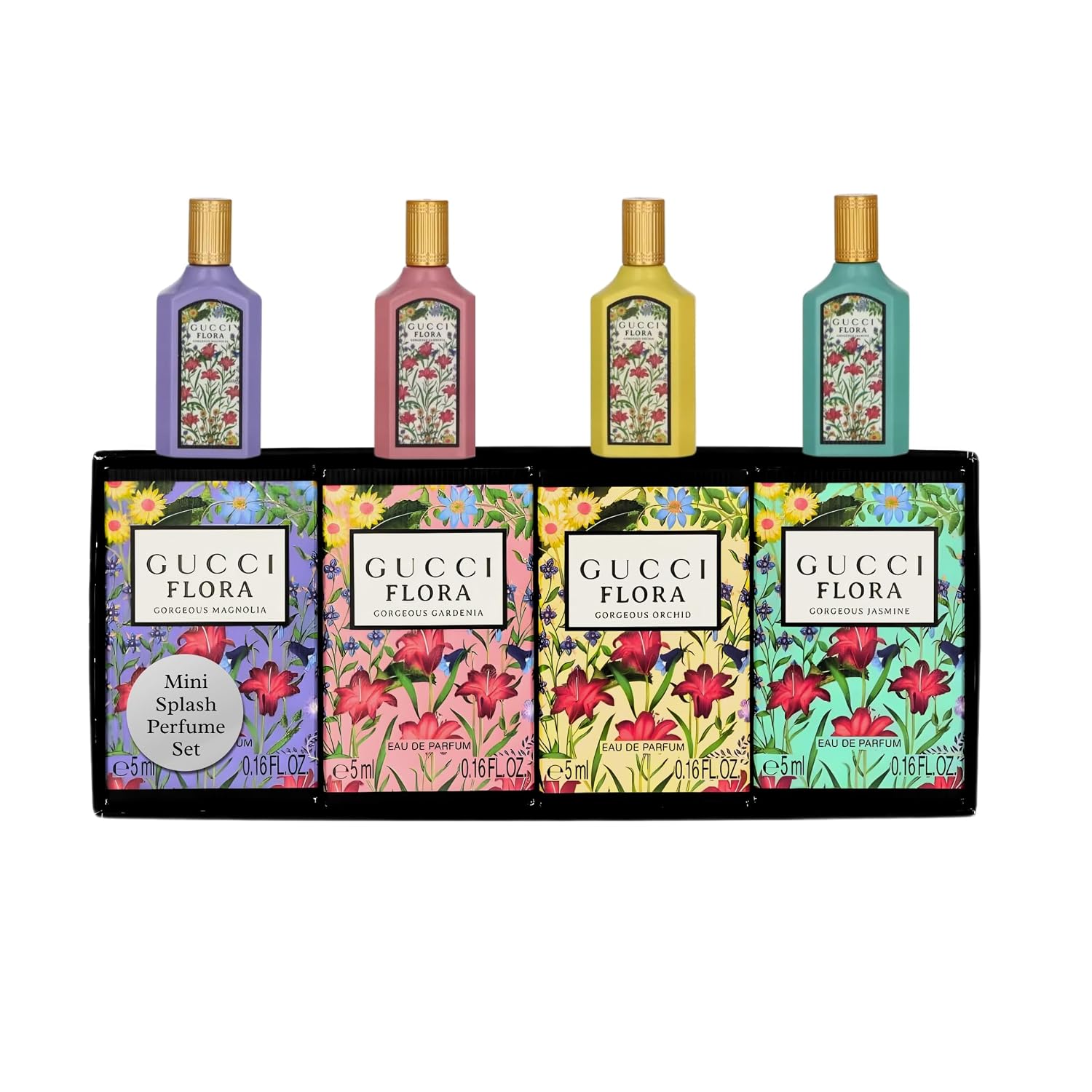 Gucci Flora Perfume Gift Set Travel Edp Splash Collection (4 X 0.16 Fl Oz)