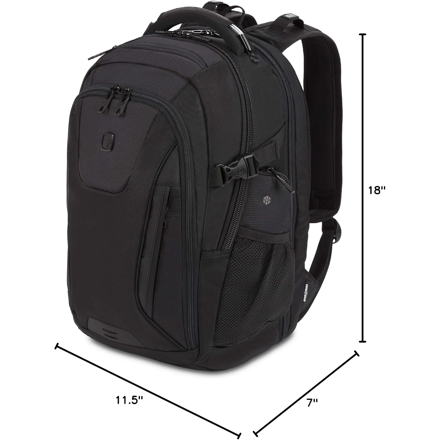 Swissgear Travel Tech Elite Laptop Backpack – Fits Laptops Up To 16” – Scansmart Tsa-Friendly Backpack With Usb Port, Shoe Compartment & Organizer Pockets – Black