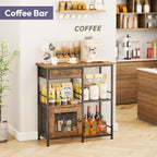 Coffee Bar Cabinet For Home - Farmhouse Coffee Stand Station Multi-Purpose Buffet Sideboard Cabinet With Drawers - Kitchen Bar Table For Living Room, Corner, Small Space, Espresso