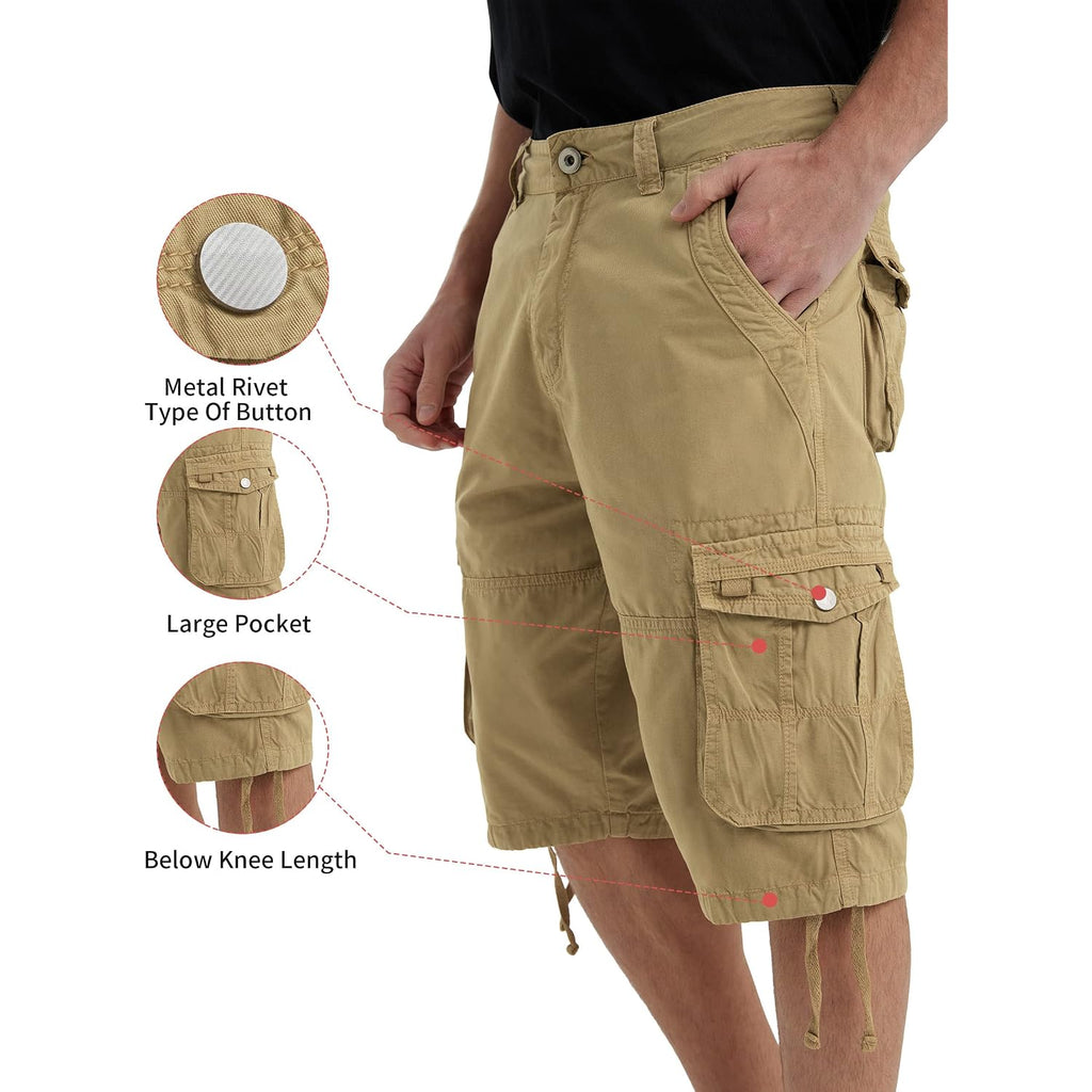 Cargo Shorts For Men Multi Pockets Mens Shorts Below Knee Casual Hiking Summer Shorts