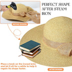Beach Sun Hats for Women,Wide Brim Straw Hat Floppy Packable UPF 50+ UV Protection with for Summer