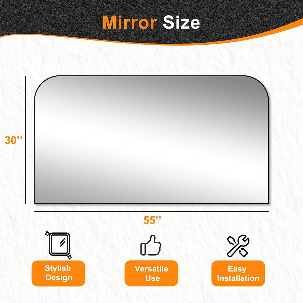 Bathroom Vanity Mirror,30" X 55" Black Metal Framed Wall Mirror For Over Sink, Living Room, Bedroom,Entryway Decor